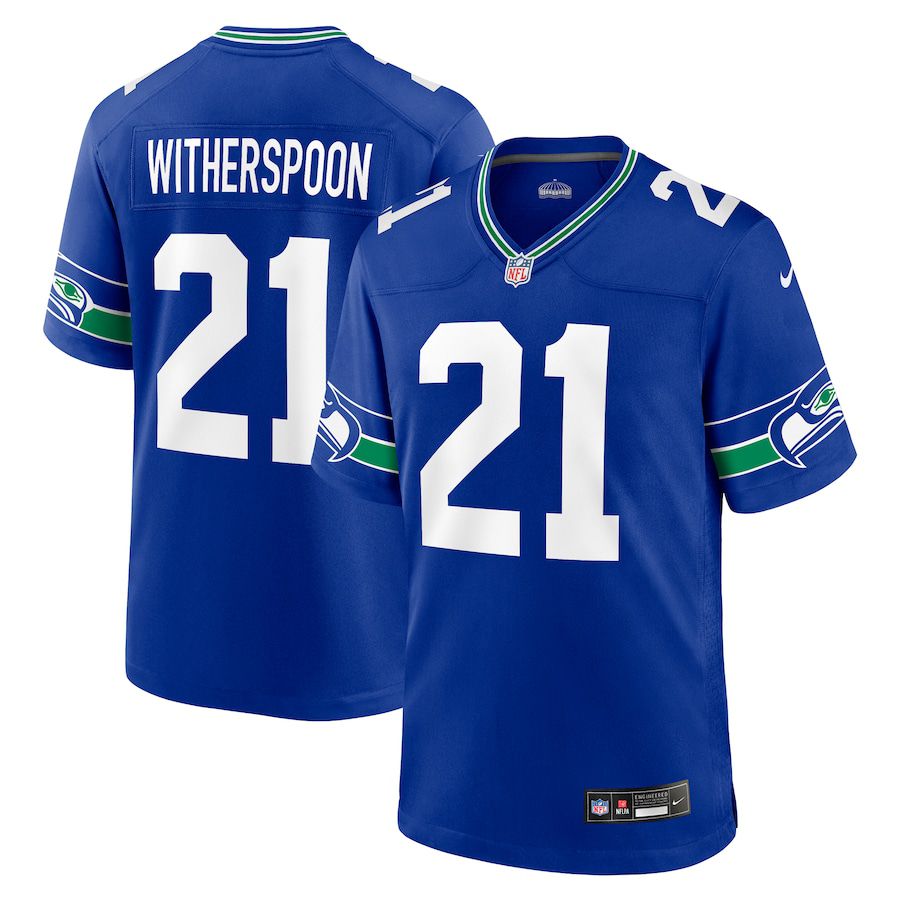 Men Seattle Seahawks #21 Devon Witherspoon Nike Royal Throwback Player Game NFL Jersey